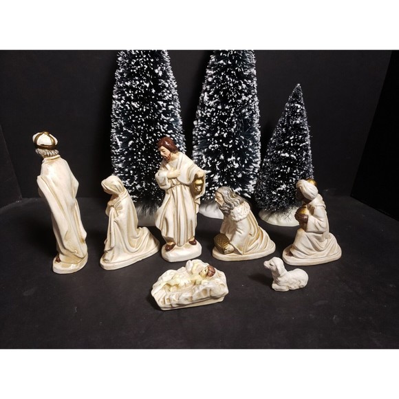 Vintage Nativity Set Figures Made In Japan 7 Pieces Chalk Ware - Picture 5 of 11